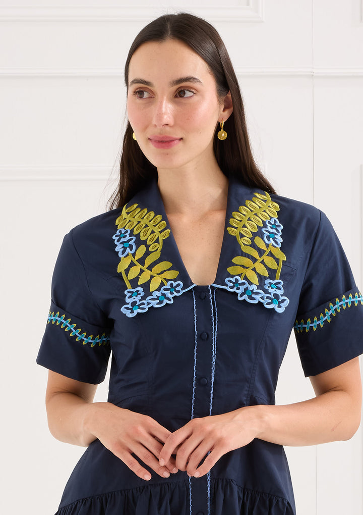 The Julia Dress | Navy Floral Embroidery