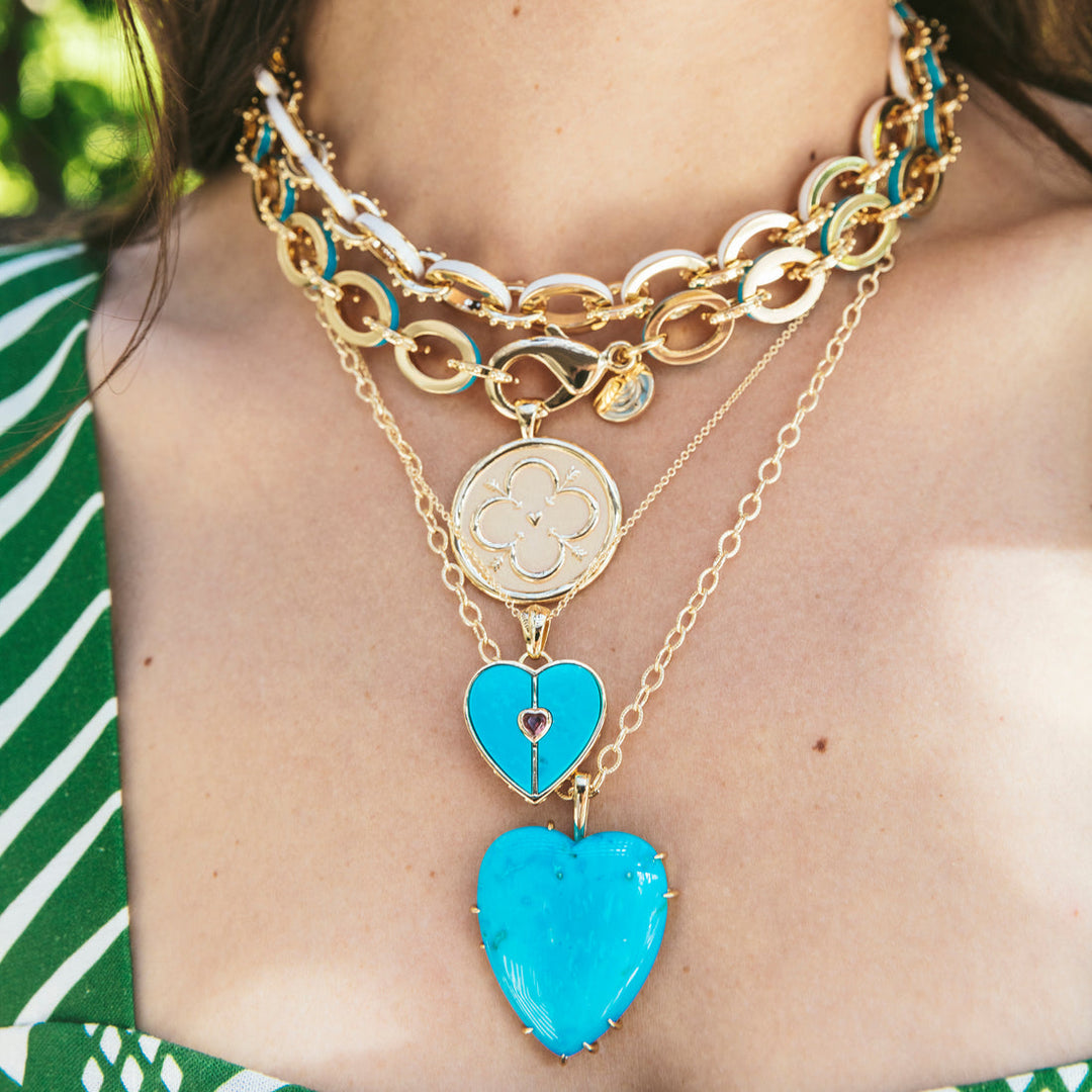 Turquoise Enamel Chunky Link Chain