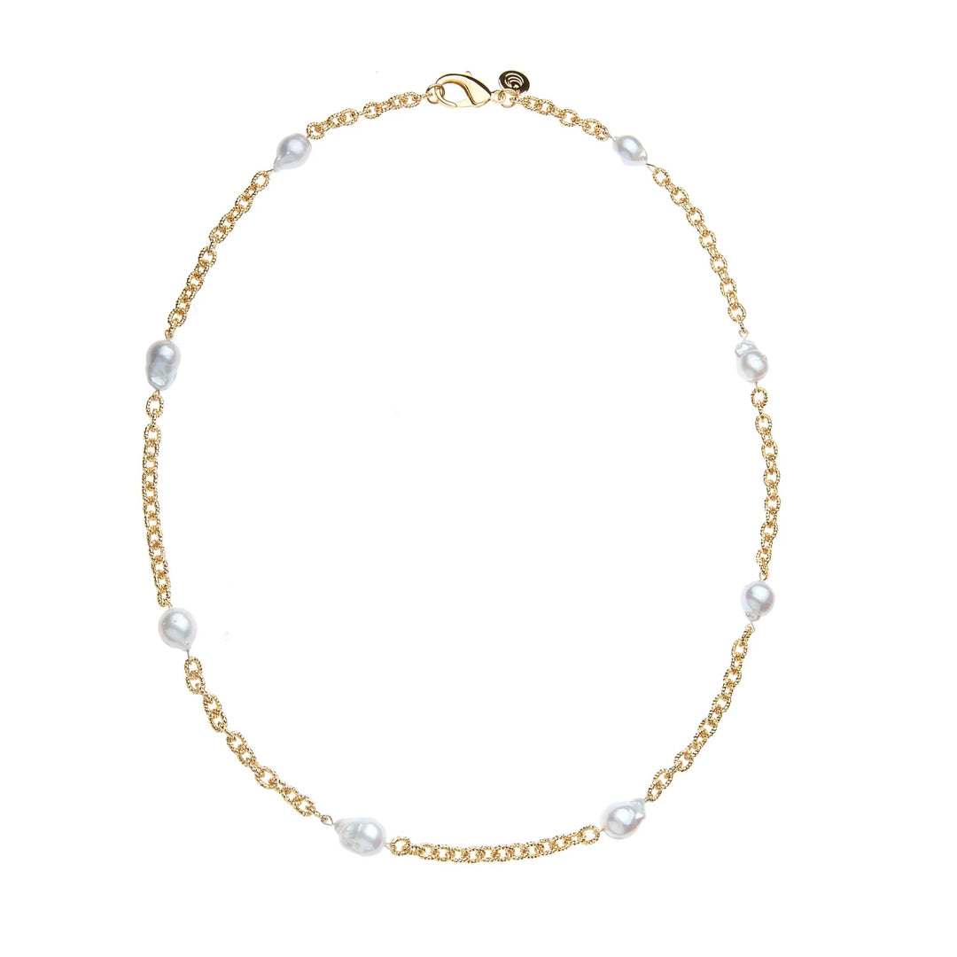 Jane Win Jewel Box Pearl Station Necklace