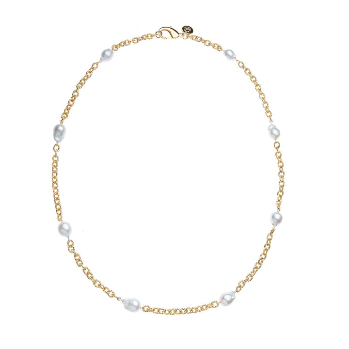 Jane Win Jewel Box Pearl Station Necklace