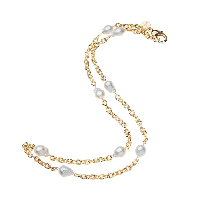 Jane Win Jewel Box Pearl Station Necklace