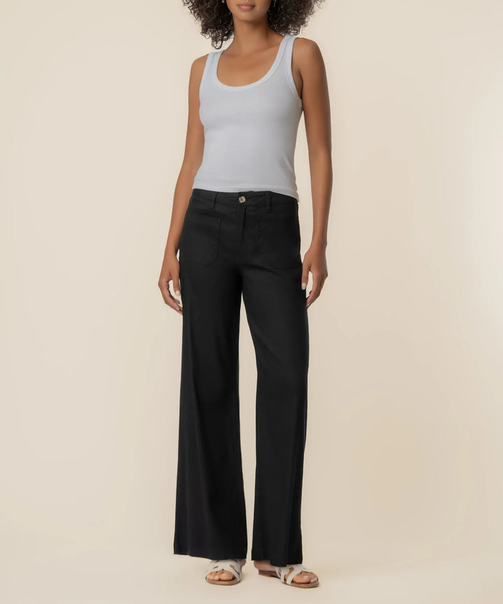 Meg Linen High Rise Wide Leg | Black