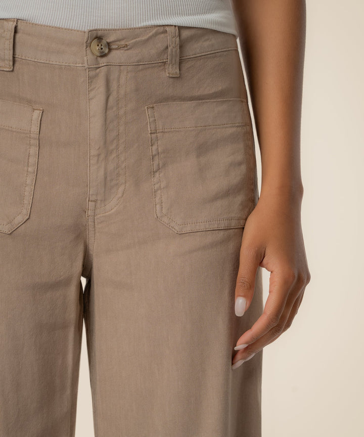 Meg Linen High Rise Wide Leg | Khaki
