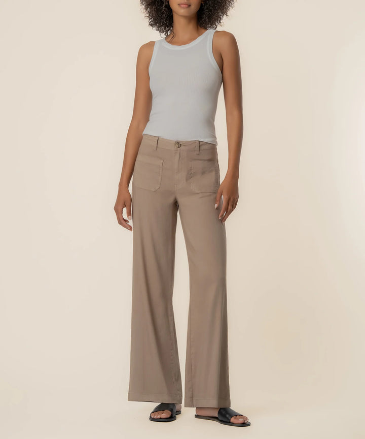 Meg Linen High Rise Wide Leg | Khaki