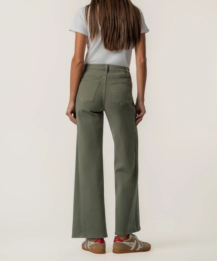Meg High Rise Wide Leg, Long Inseam | Juniper Green