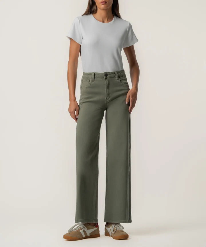 Meg High Rise Wide Leg, Long Inseam | Juniper Green