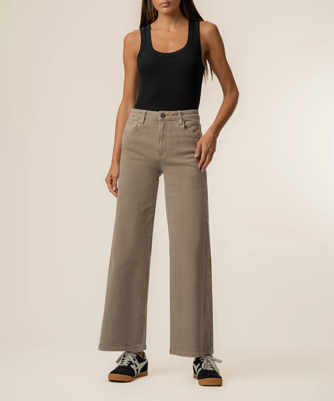 Meg High Rise Fab Ab Wide Leg | Milk Tea