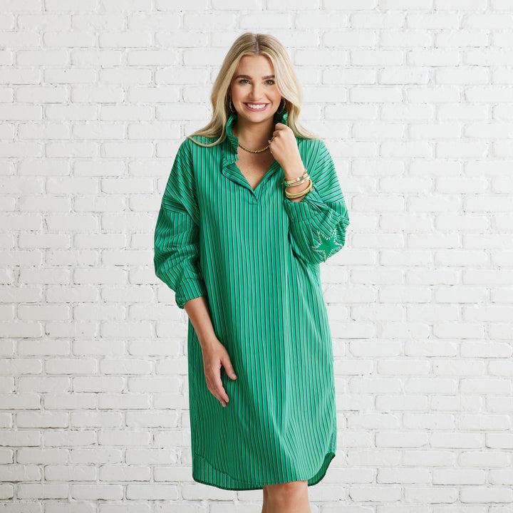 Preppy Dress | Fall Stripe Green
