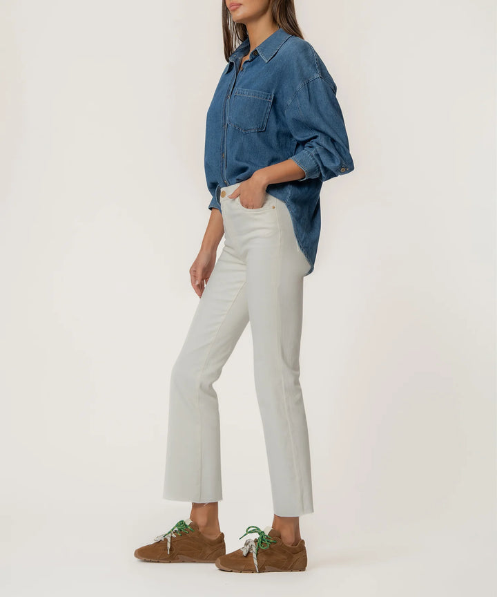 Kelsey High Rise Ankle Flare | Ecru - Charlotte's Inc