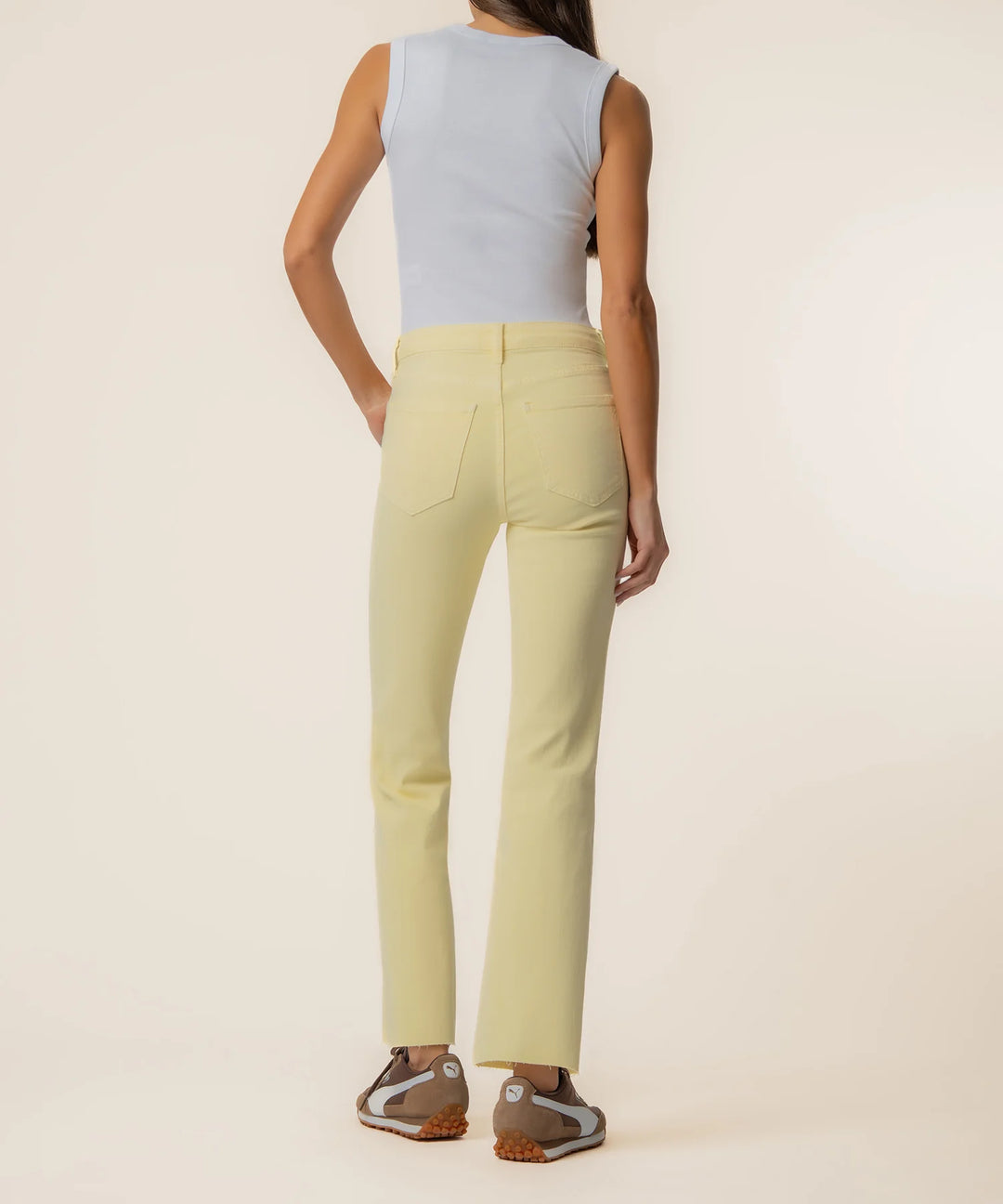 Kelsey High Rise Ankle Flare Jeans | Pastel Yellow