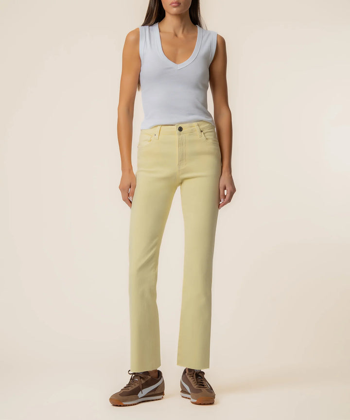 Kelsey High Rise Ankle Flare Jeans | Pastel Yellow