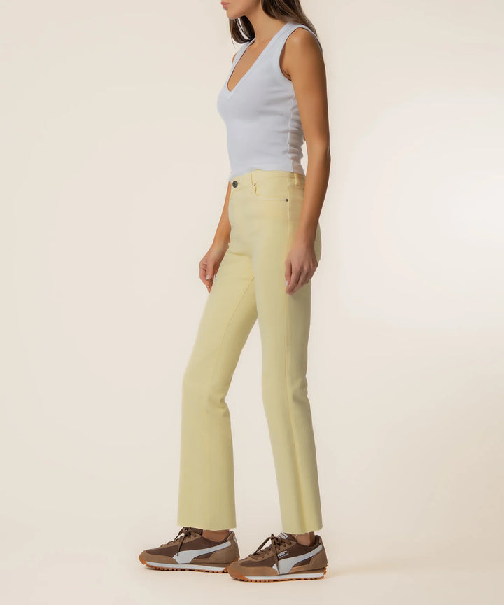 Kelsey High Rise Ankle Flare Jeans | Pastel Yellow