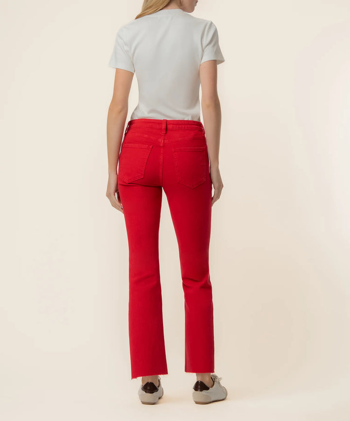 Meg High Rise Ankle Flare | Ruby Red