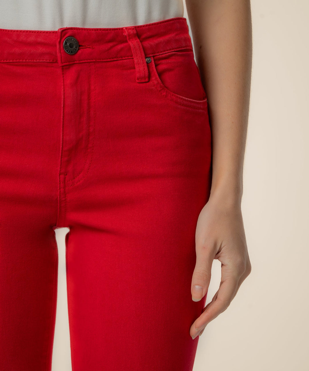 Meg High Rise Ankle Flare | Ruby Red