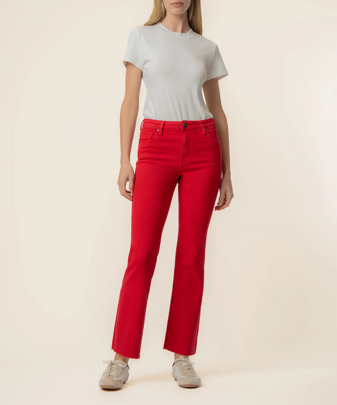 Meg High Rise Ankle Flare | Ruby Red