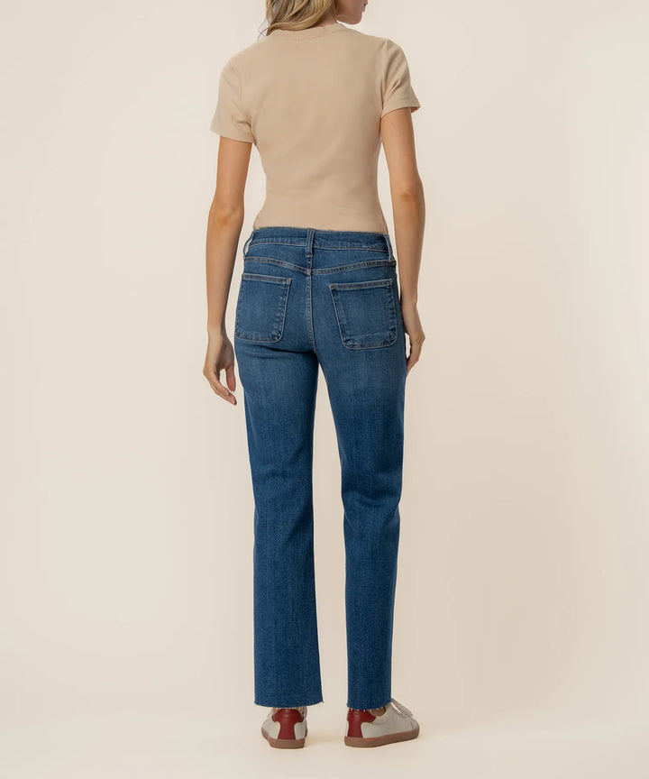 Avery High Rise Straight Leg | Fortune w/ Dark Wash