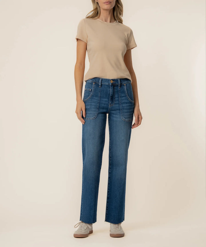 Avery High Rise Straight Leg | Fortune w/ Dark Wash