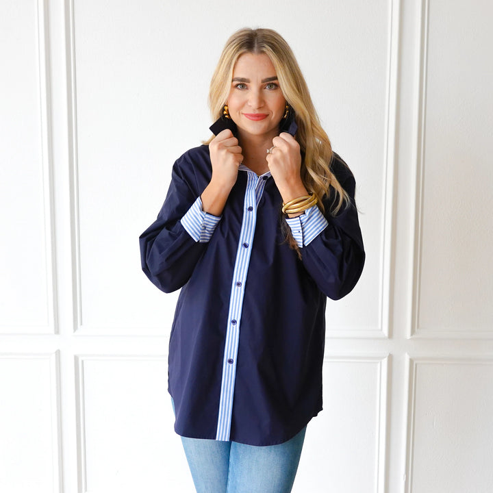 Katherine Top | Navy & Powder