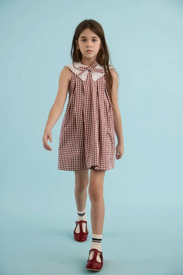 Kids Marianne Dress | Cotswold Check Rust