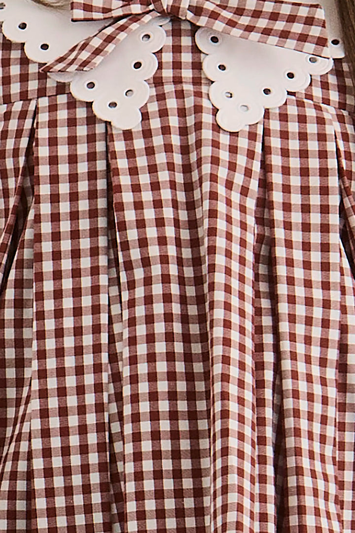 Kids Marianne Dress | Cotswold Check Rust