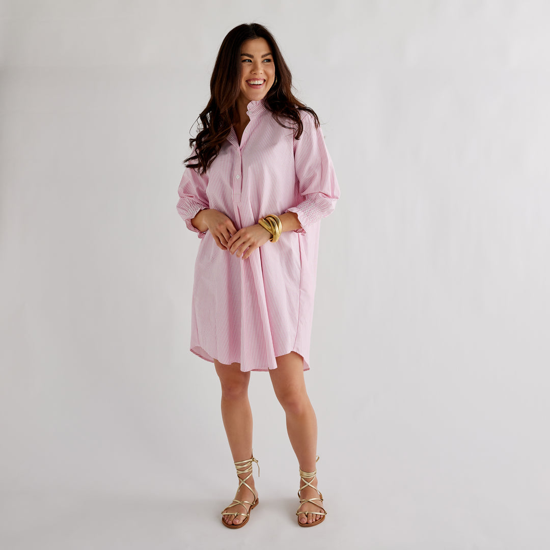 Caryn Lawn Kimberly Dress | Pink Stripe