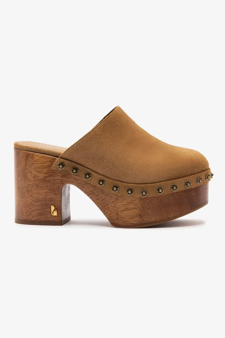 Miso Wooden Platform Clog | Peanut Suede
