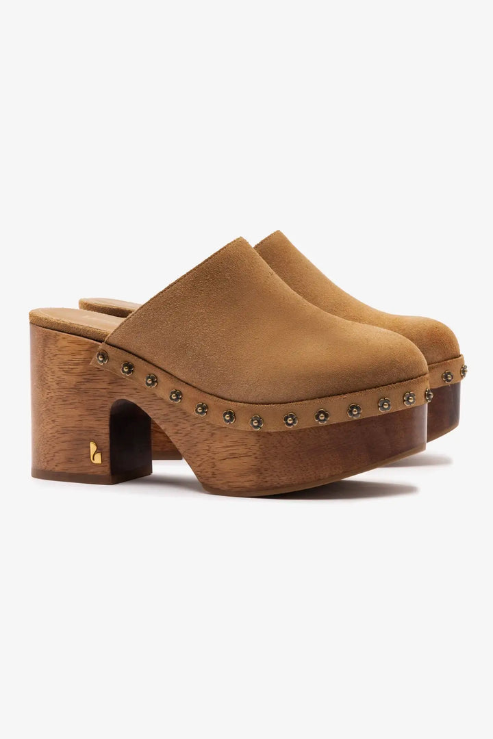 Miso Wooden Platform Clog | Peanut Suede