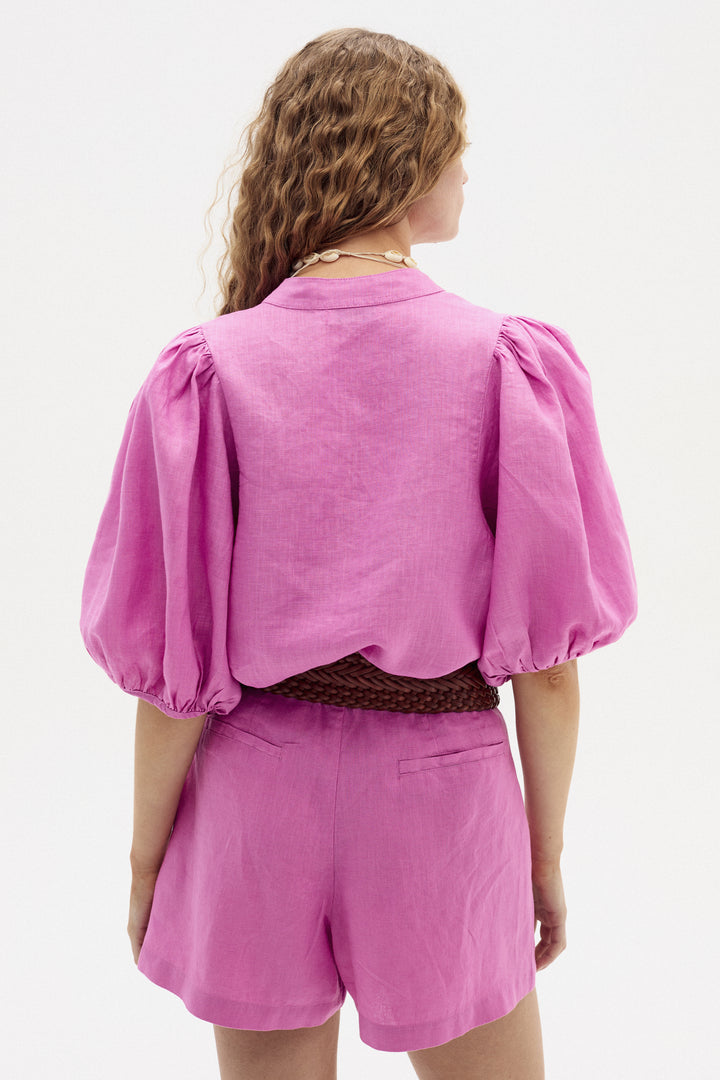 Bubble Linen Shirt | Petunia Pink