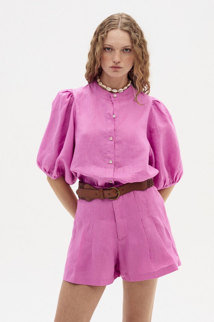 Bubble Linen Shirt | Petunia Pink