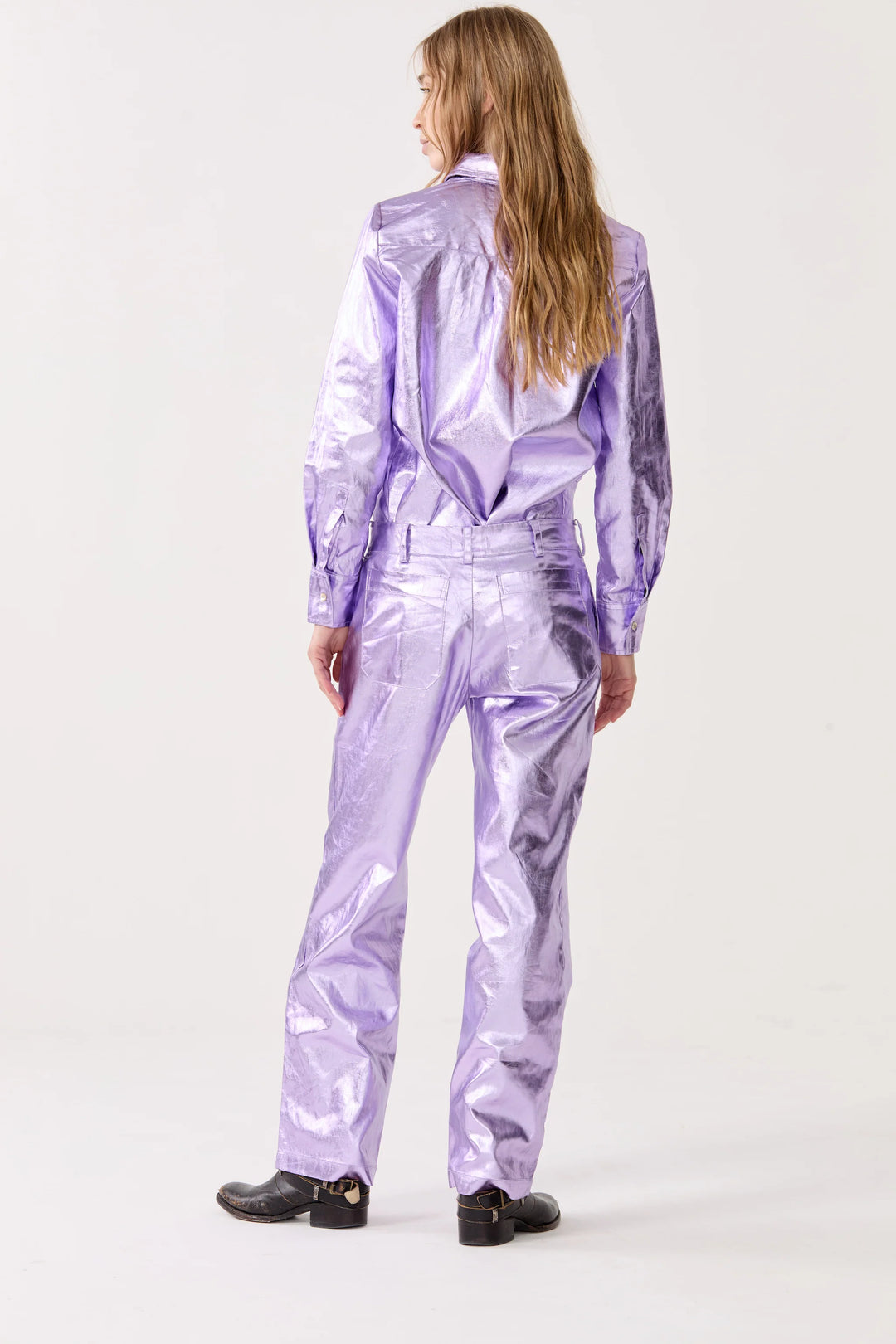 Astro Metallic Linen Pants | Violet