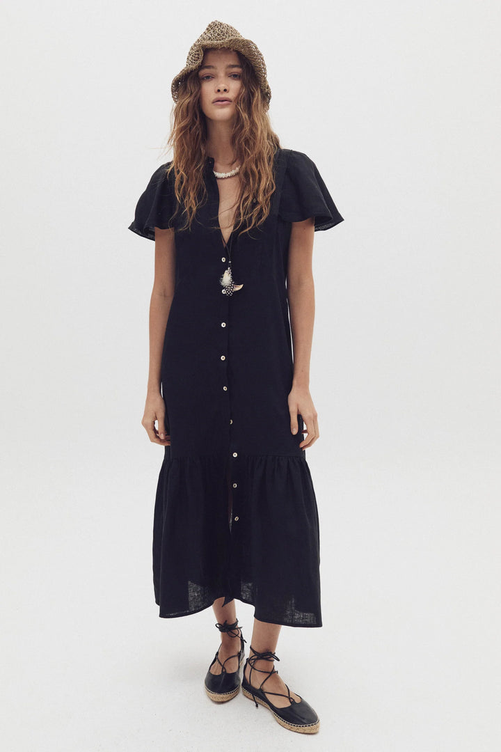 Willow Linen Dress | Black