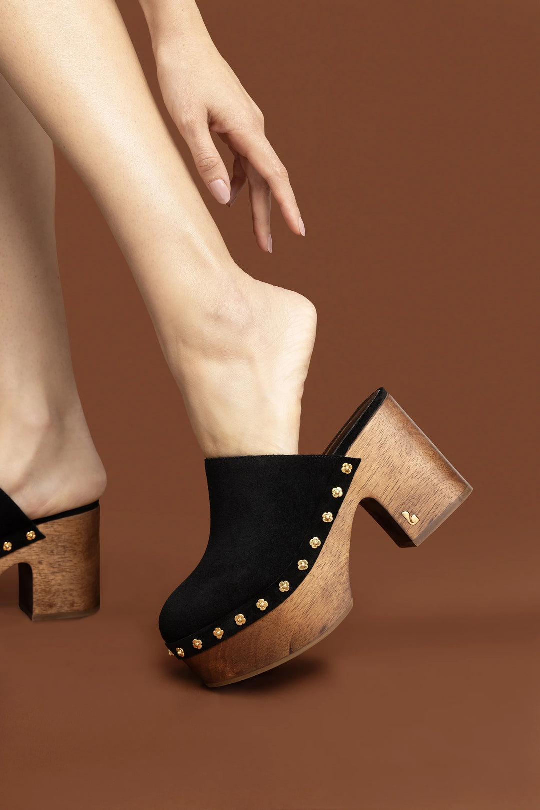 Miso Wooden Platform Clog | Black Suede
