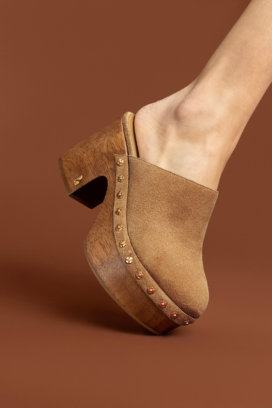 Miso Wooden Platform Clog | Peanut Suede