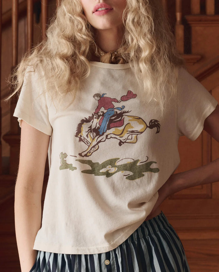 The Little Tee Rider Graphic | Washed White