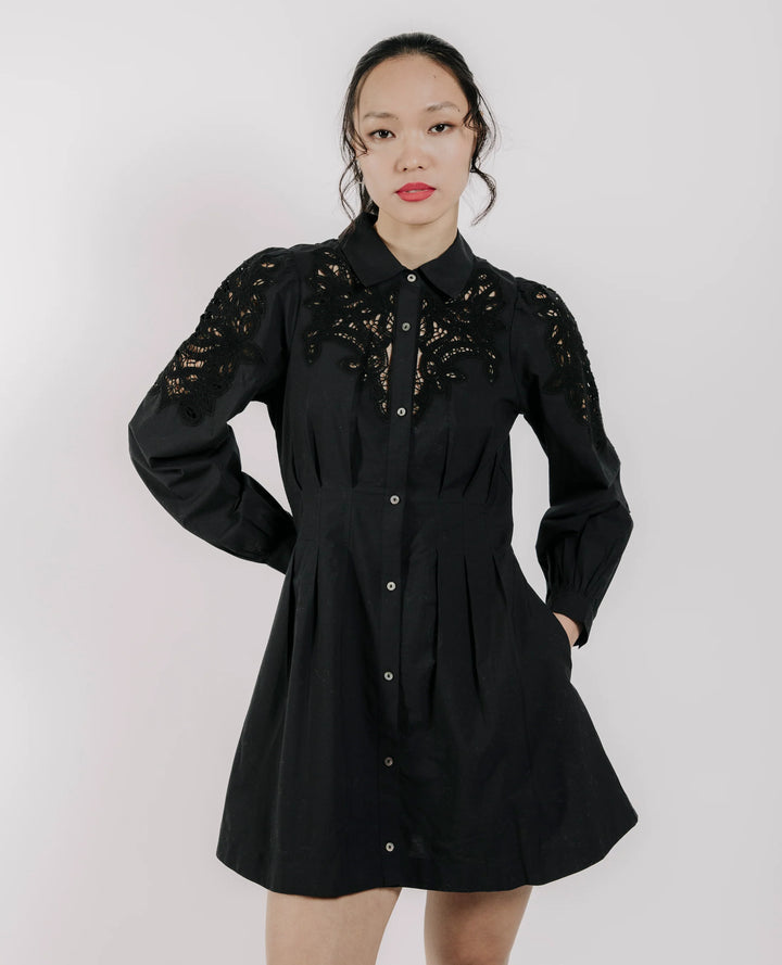 Marta Long Sleeve Mini Dress | Black