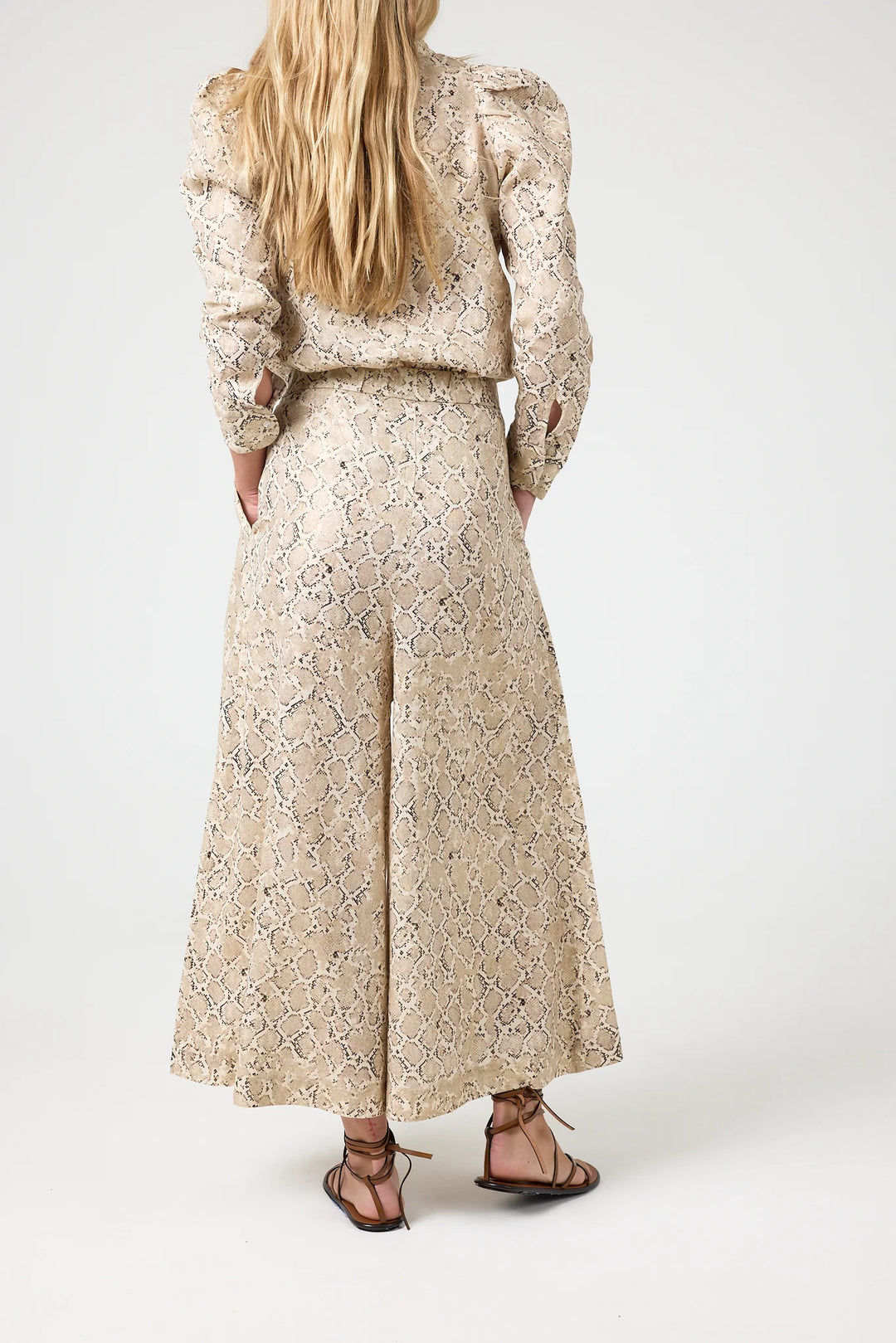Sabi Metallic Linen Pants | Snake