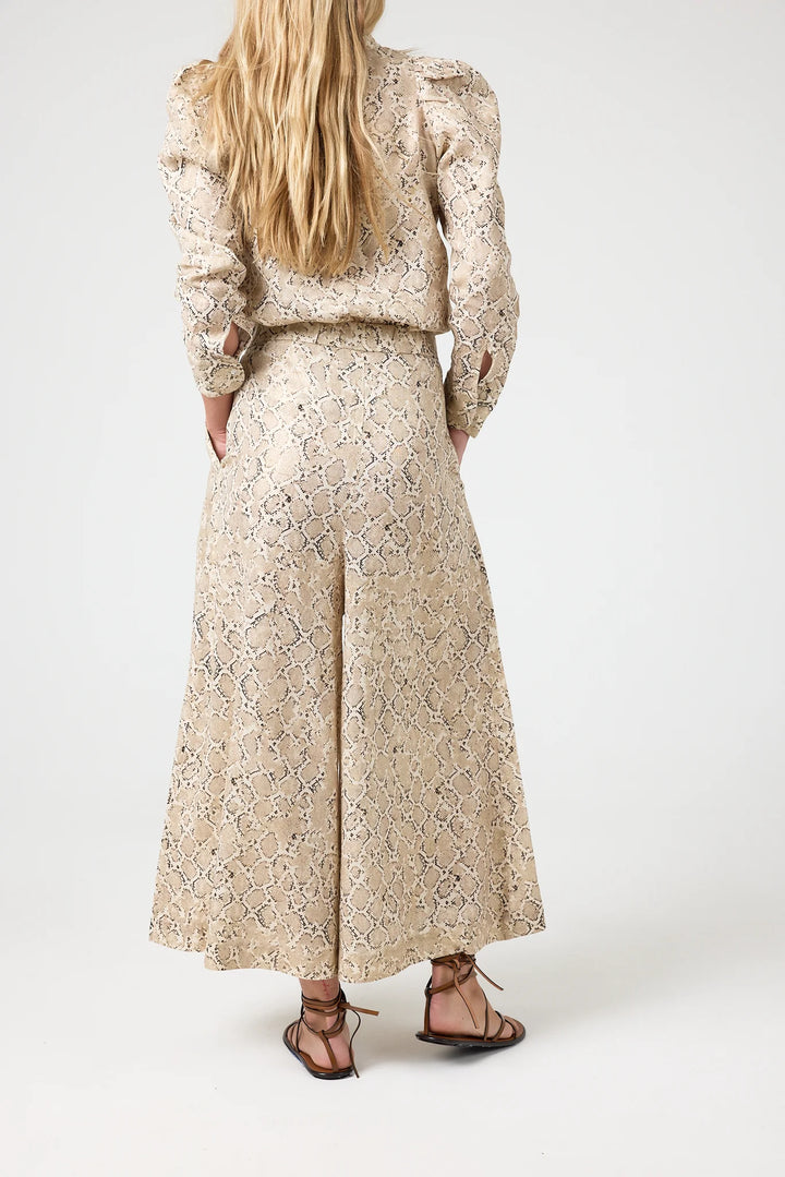 Sabi Metallic Linen Pants | Snake