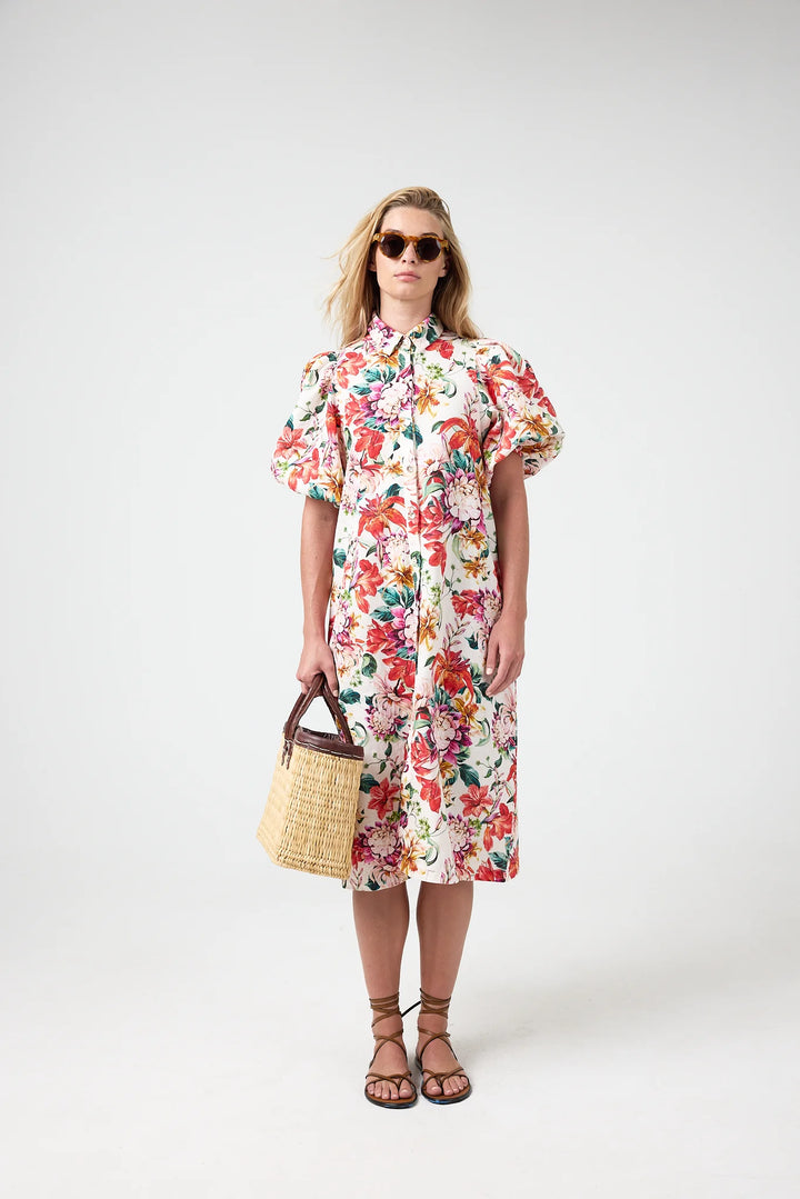 Angel Linen Dress | Full Bloom Print