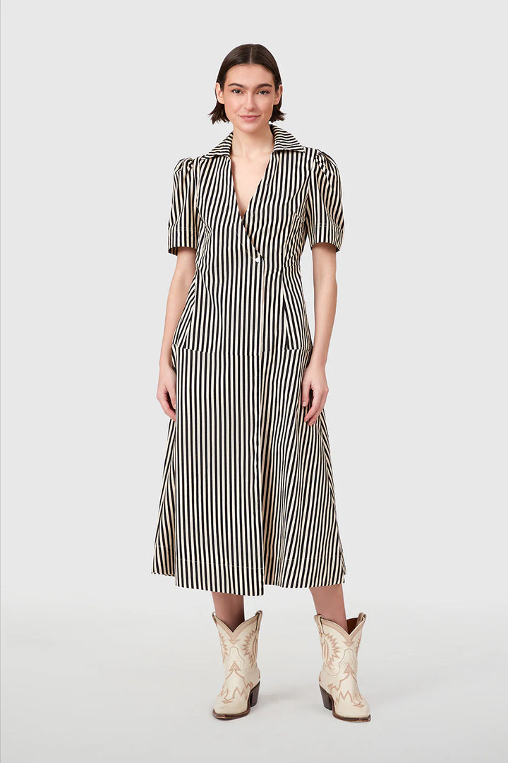 Clark Dress | Ganache Pinstripe