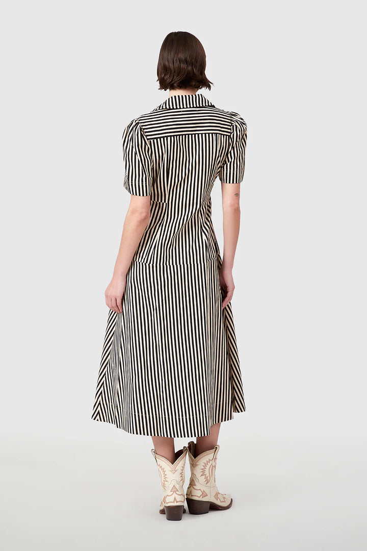 Clark Dress | Ganache Pinstripe