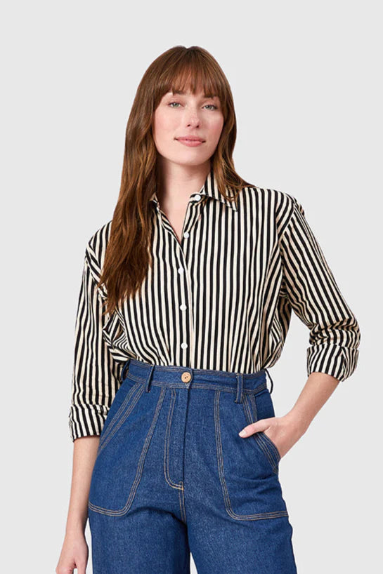 The Boyfriend Shirt | Ganache Pinstripe
