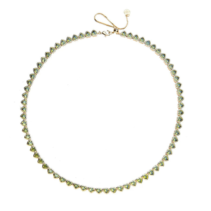 Made from LOVE Tennis Necklace | Olive Green