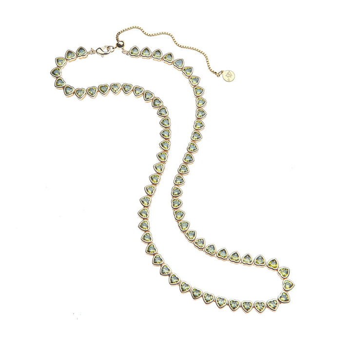 Made from LOVE Tennis Necklace | Olive Green