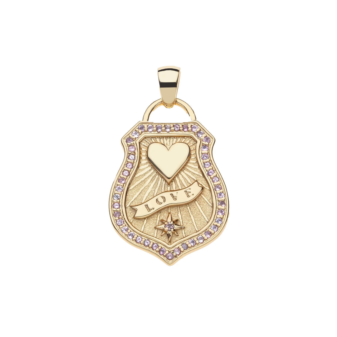 LOVE Shield Pendant on Written in The Stars Chain