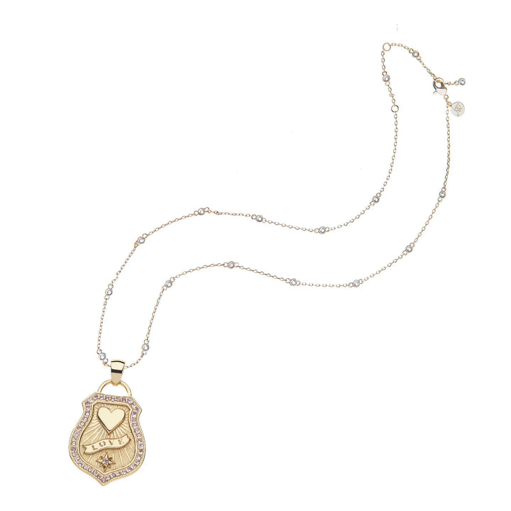LOVE Shield Pendant on Written in The Stars Chain