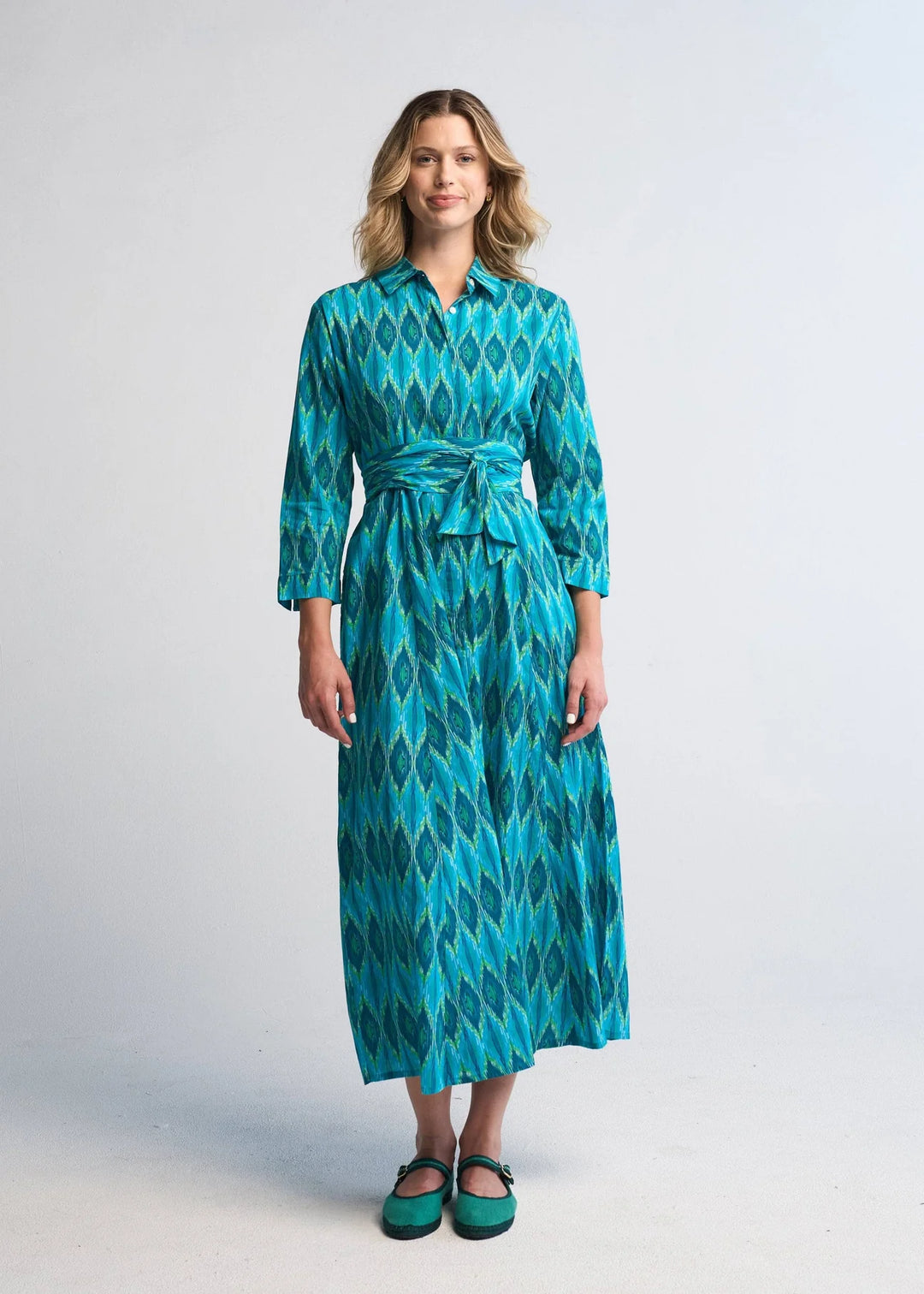 Luciana Ikat Dress | Aqua Charlotte's Inc Luciana Ikat Dress | Aqua Charlotte's Inc