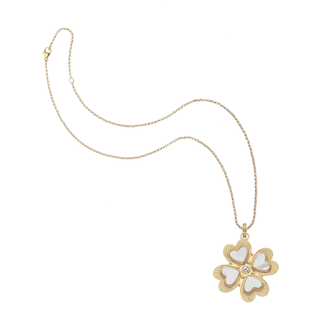 LUCKY in Love Clover Pendant | Mother of Pearl 16-18" Classic Rolo Chain