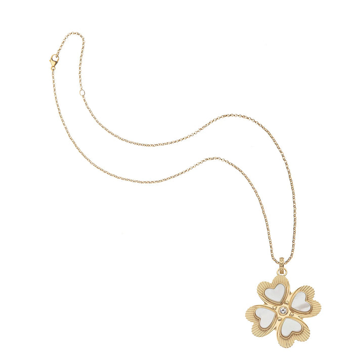 LUCKY in Love Clover Pendant | Mother of Pearl 16-18" Classic Rolo Chain