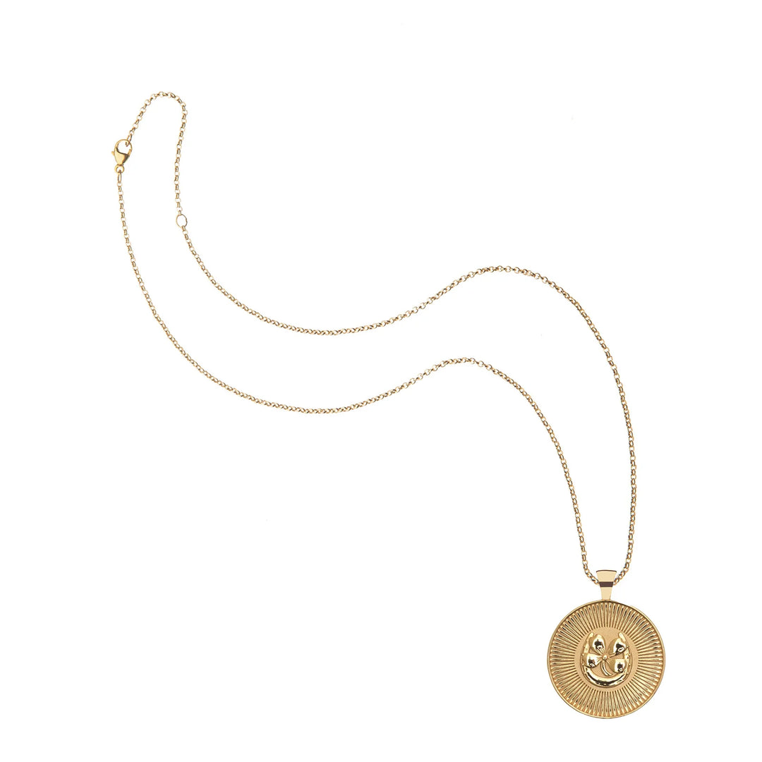 LUCKY Original Pendant Coin Gold | 16-18" Classic Rolo Chain