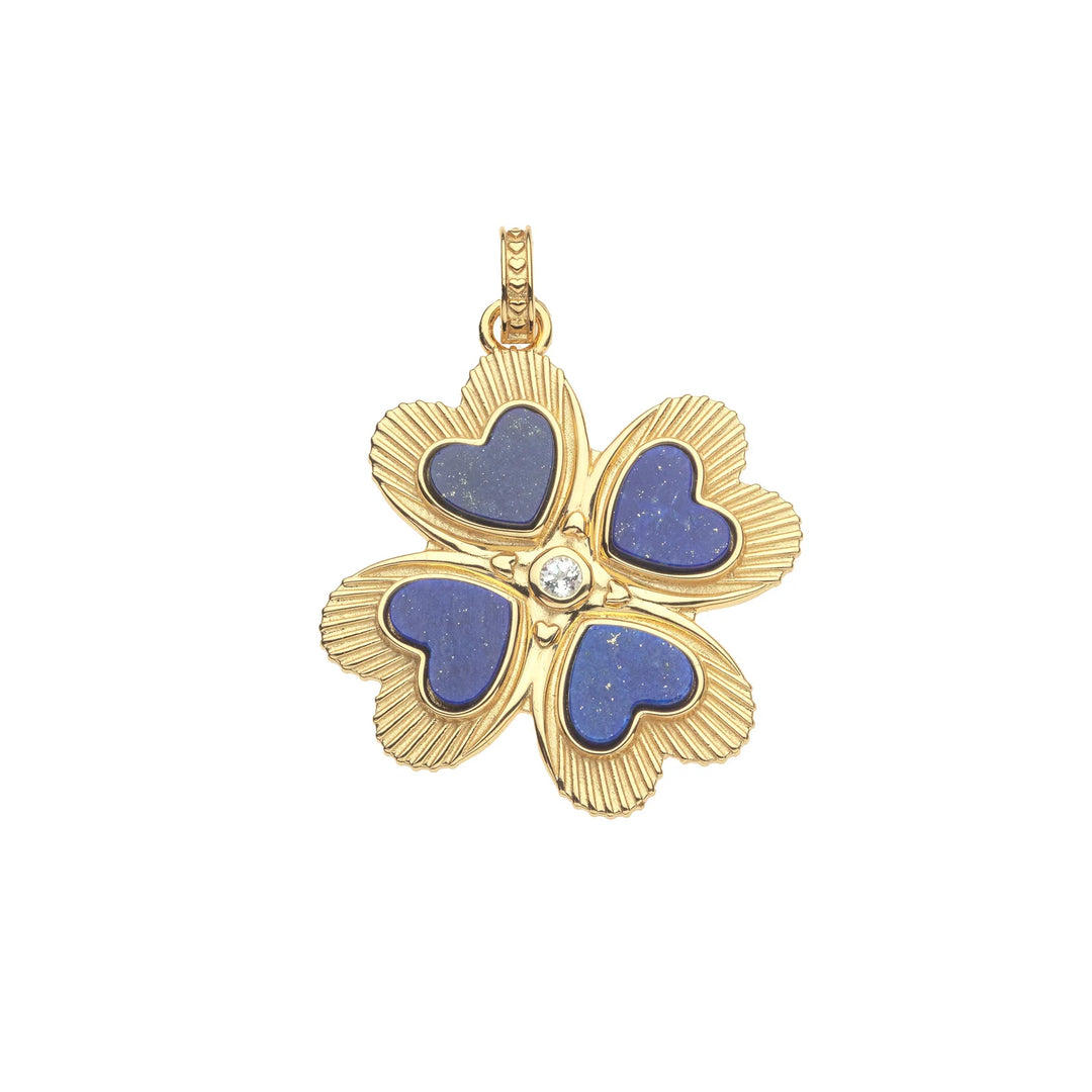 Jane Win Lucky in Love Clover Pendant + Chain | Lapis